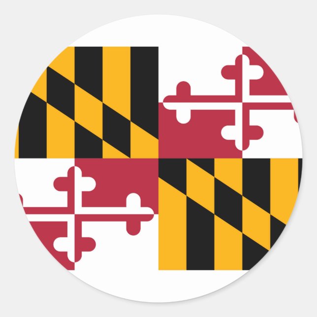 Pegatina Redonda Diseño de la bandera del estado de Maryland (Anverso)
