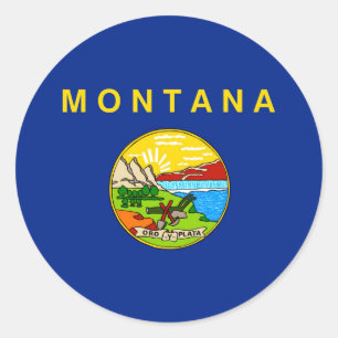 Pegatina Redonda Diseño de la bandera del estado de Montana