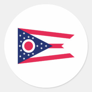 Pegatina Redonda Diseño de la bandera del estado de Ohio
