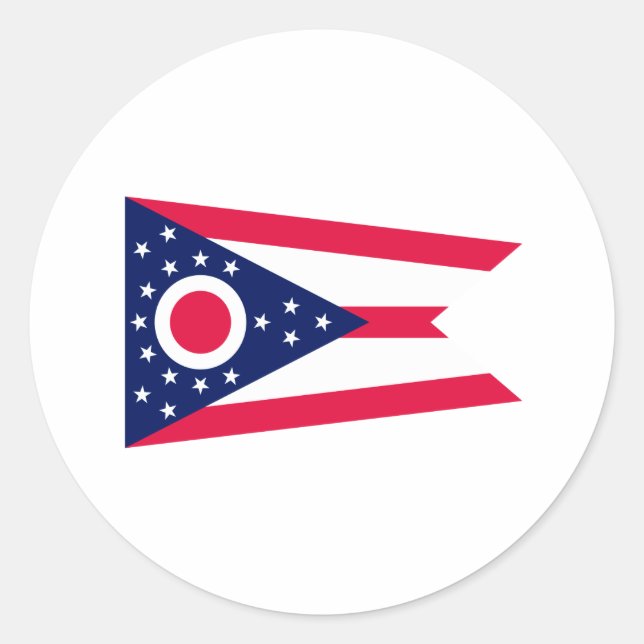 Pegatina Redonda Diseño de la bandera del estado de Ohio (Anverso)