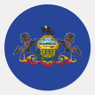 Pegatina Redonda Diseño de la bandera del estado de Pennsylvania