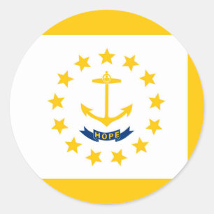 Pegatina Redonda Diseño de la bandera del estado de Rhode Island
