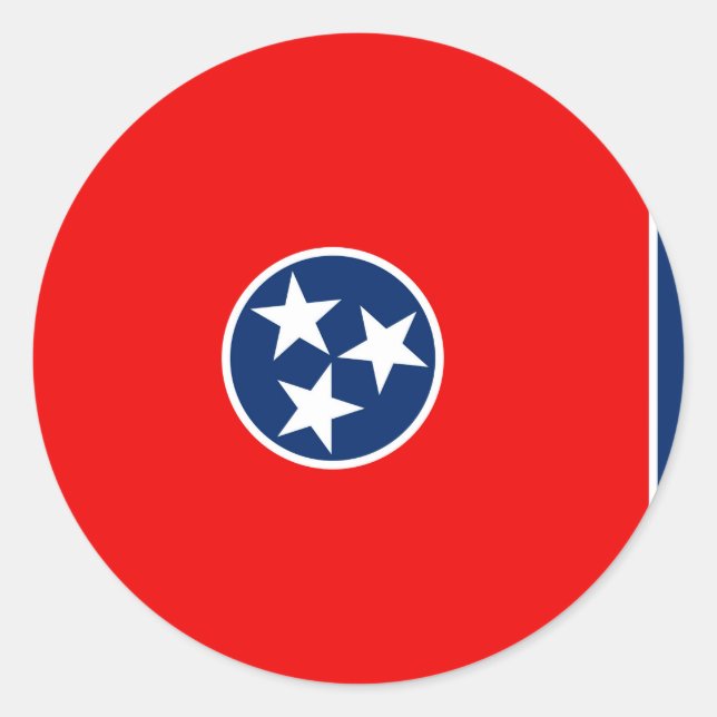 Pegatina Redonda Diseño de la bandera del estado de Tennessee (Anverso)