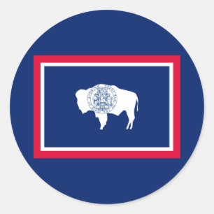 Pegatina Redonda Diseño de la bandera del estado de Wyoming
