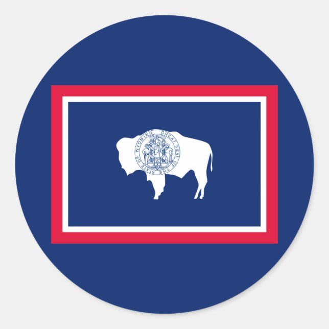 Pegatina Redonda Diseño de la bandera del estado de Wyoming (Anverso)