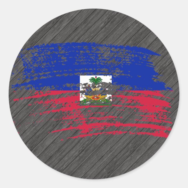 Pegatina Redonda Diseño de la bandera haitiana de Guay (Anverso)