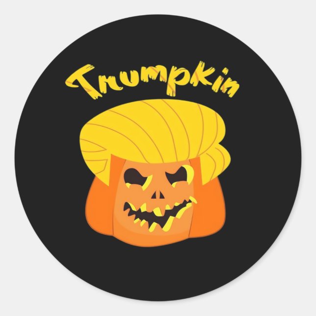 Pegatina Redonda Diseño de la calabaza de Trumpkin Halloween - Lema (Anverso)