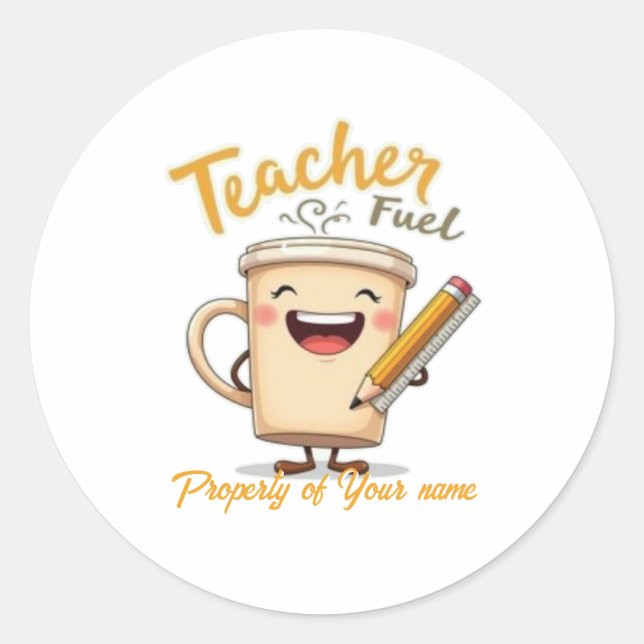 Pegatina Redonda Diseño de la Copa Coffee Funel Funny del Profesor (Anverso)