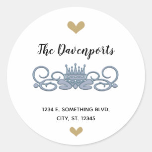 Pegatina Redonda Diseño de la Corona Azul personalizado