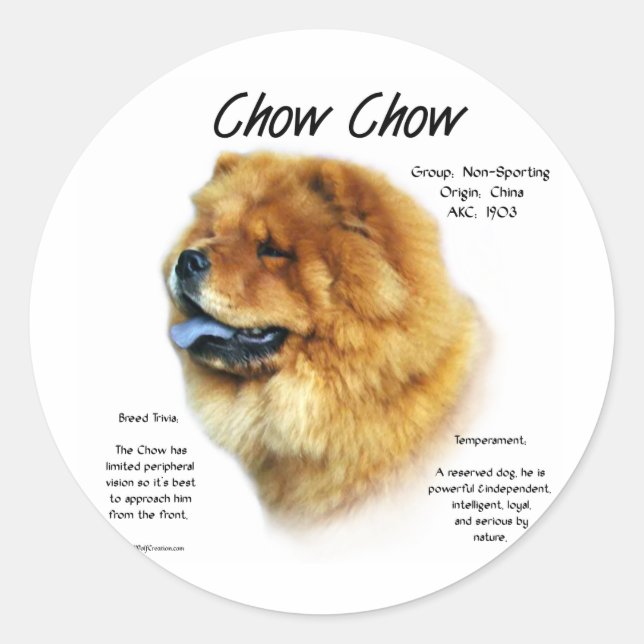 Pegatina Redonda Diseño de la historia de Chow (Anverso)