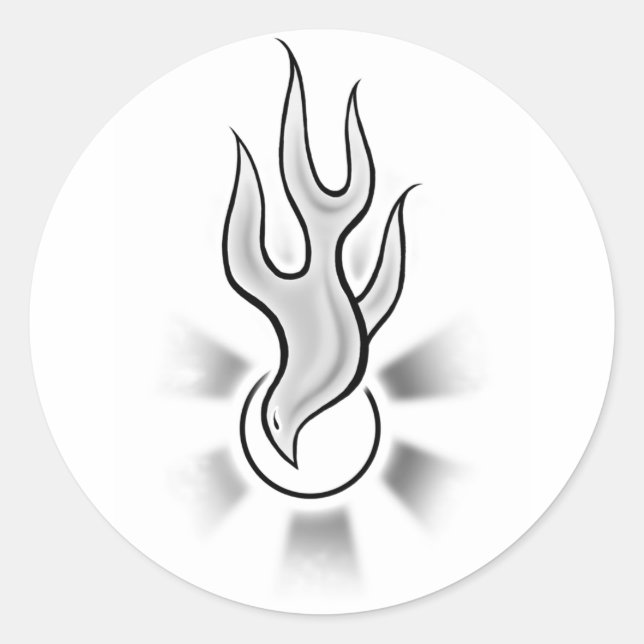 Pegatina Redonda Diseño de la llama del Espíritu Santo (Anverso)