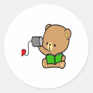 Pegatina Redonda Diseño de la Pareja de Mocha Leche Valentine