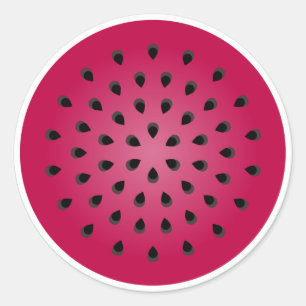 Pegatina Redonda Diseño de la sandía roja verde