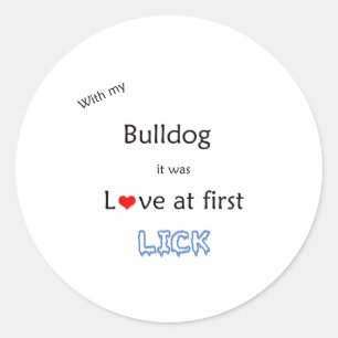 Pegatina Redonda Diseño de lápiz de bulldog
