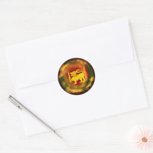 Pegatina Redonda Diseño de león con bandera de Sri Lanka para los h