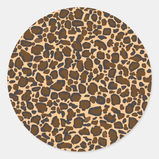 Pegatina Redonda diseño de leopardo (Anverso)