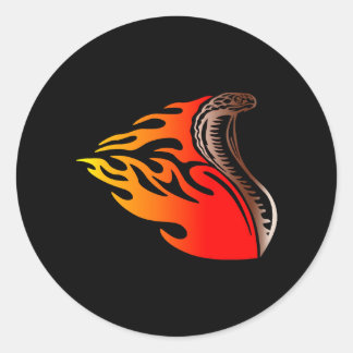 Pegatina Redonda diseño de llamas de cobra
