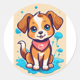 Pegatina Redonda Diseño de Logo de Camiseta Único y Creativo