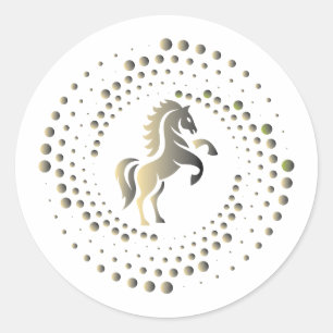 Pegatina Redonda diseño de logotipo de carreras de caballos de oro