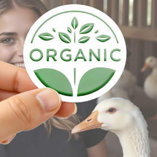 Pegatina Redonda Diseño de logotipo de hoja de productos orgánicos 