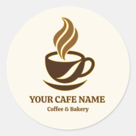 Pegatina Redonda Diseño de logotipo de sticker de apertura de café