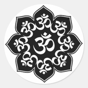 Pegatina Redonda Diseño de Lotus Om