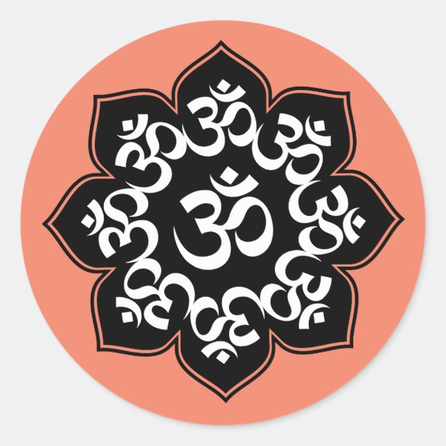 Pegatina Redonda Diseño de Lotus OM (Anverso)