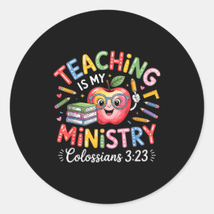 Pegatina Redonda Diseño de maestro cristiano mi ministerio es enseñ