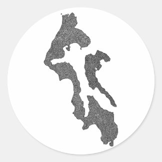 Pegatina Redonda Diseño de mapa del condado de la isla Whidbey