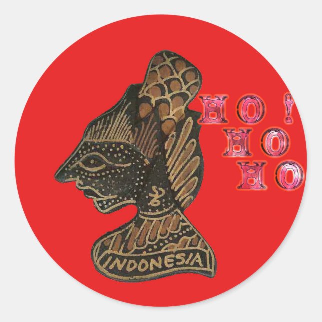 Pegatina Redonda Diseño de marioneta en la sombra indonesia Hohoho  (Anverso)