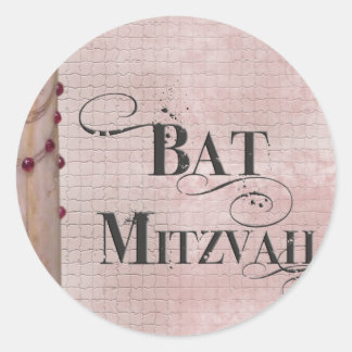 Pegatina Redonda Diseño de mármol Bat Mitzvah