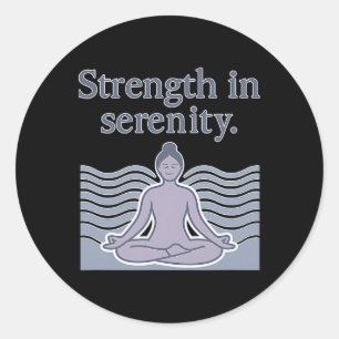 Pegatina Redonda Diseño de Meditación Yoga Poise Serenidad Fuerza