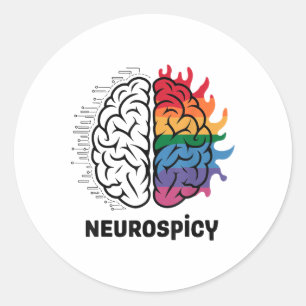 Pegatina Redonda Diseño de meme de cerebro de espionaje neuro _1