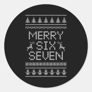Pegatina Redonda Diseño de meme de Navidad con humor divertido seis