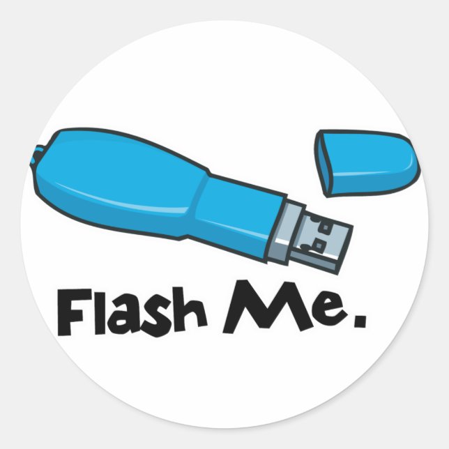 Pegatina Redonda diseño de memoria USB flash me (Anverso)
