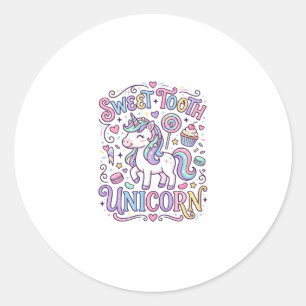 Pegatina Redonda Diseño de mercancía original Unicornio Diente Dulc