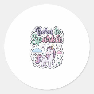 Pegatina Redonda Diseño de Merch Diseño Gráfico Unicornio Nacido pa