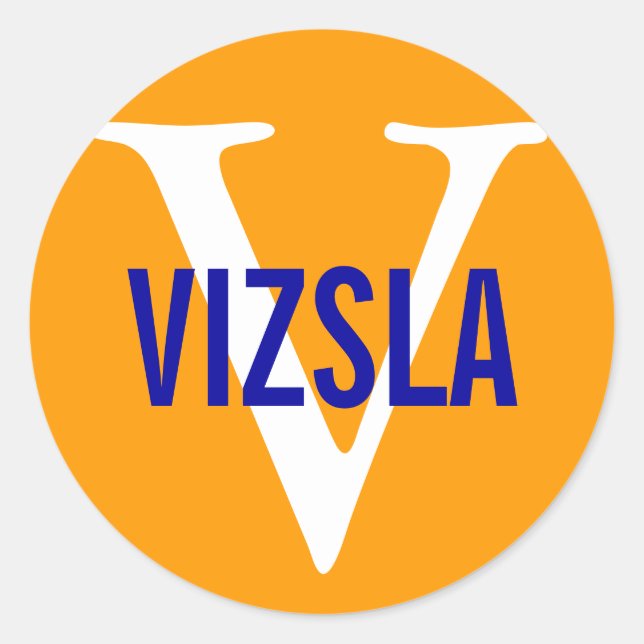 Pegatina Redonda Diseño de monograma de raza Vizsla (Anverso)