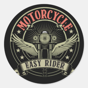 Pegatina Redonda diseño de motocicleta fácil de conducir