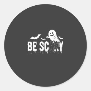 Pegatina Redonda Diseño de murciélago fantasma aterrador de Hallowe