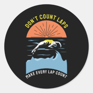 Pegatina Redonda Diseño de nadadores - No contar mapas