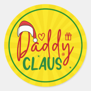 Pegatina Redonda Diseño de Navidad de Papá Noel