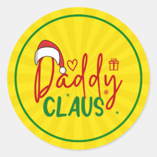 Pegatina Redonda Diseño de Navidad de Papá Noel