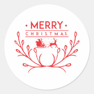 Pegatina Redonda Diseño de navidades con renos