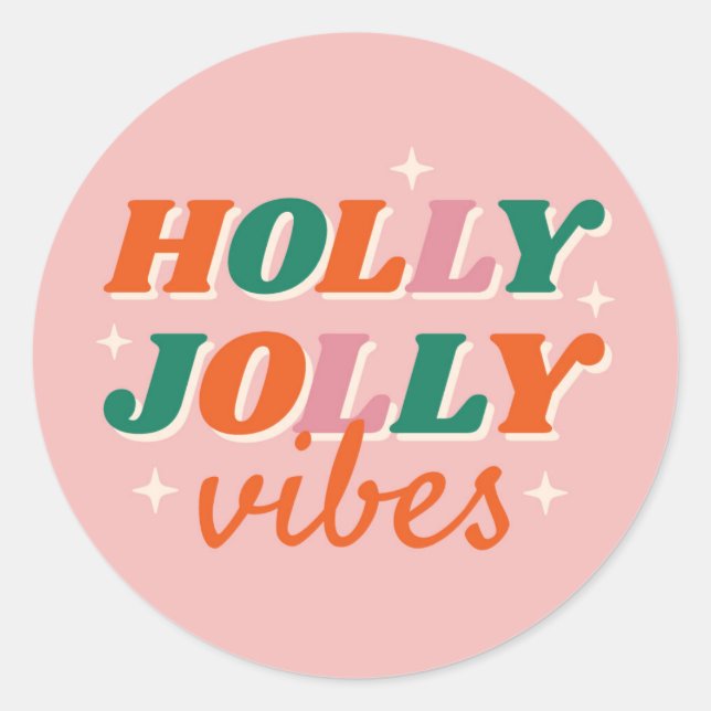 Pegatina Redonda Diseño de Navidades de Fun Holly Jolly Vibes (Anverso)