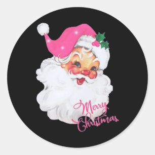 Pegatina Redonda Diseño de Navidades rosados de divertida época San
