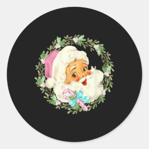 Pegatina Redonda Diseño de Navidades rosados de Santa Claus