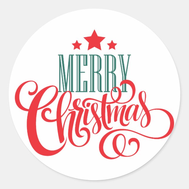Pegatina Redonda Diseño de navidades y estrellas (Anverso)