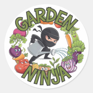Pegatina Redonda Diseño de Ninja Jardín - Gráfico divertido de jard