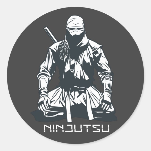 Pegatina Redonda Diseño de Ninja Ninjutsu Assassin (Anverso)